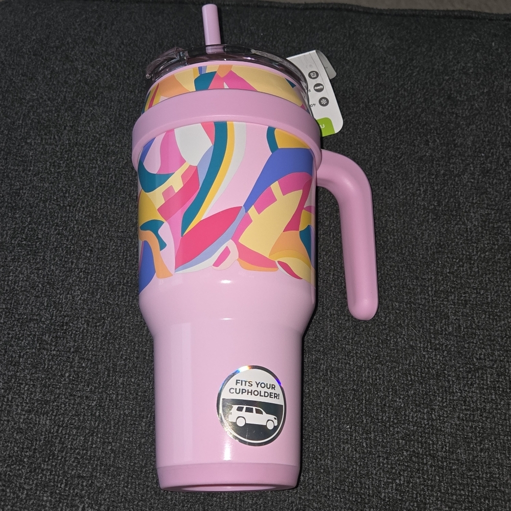 Reduce Pink Tumbler with Handle